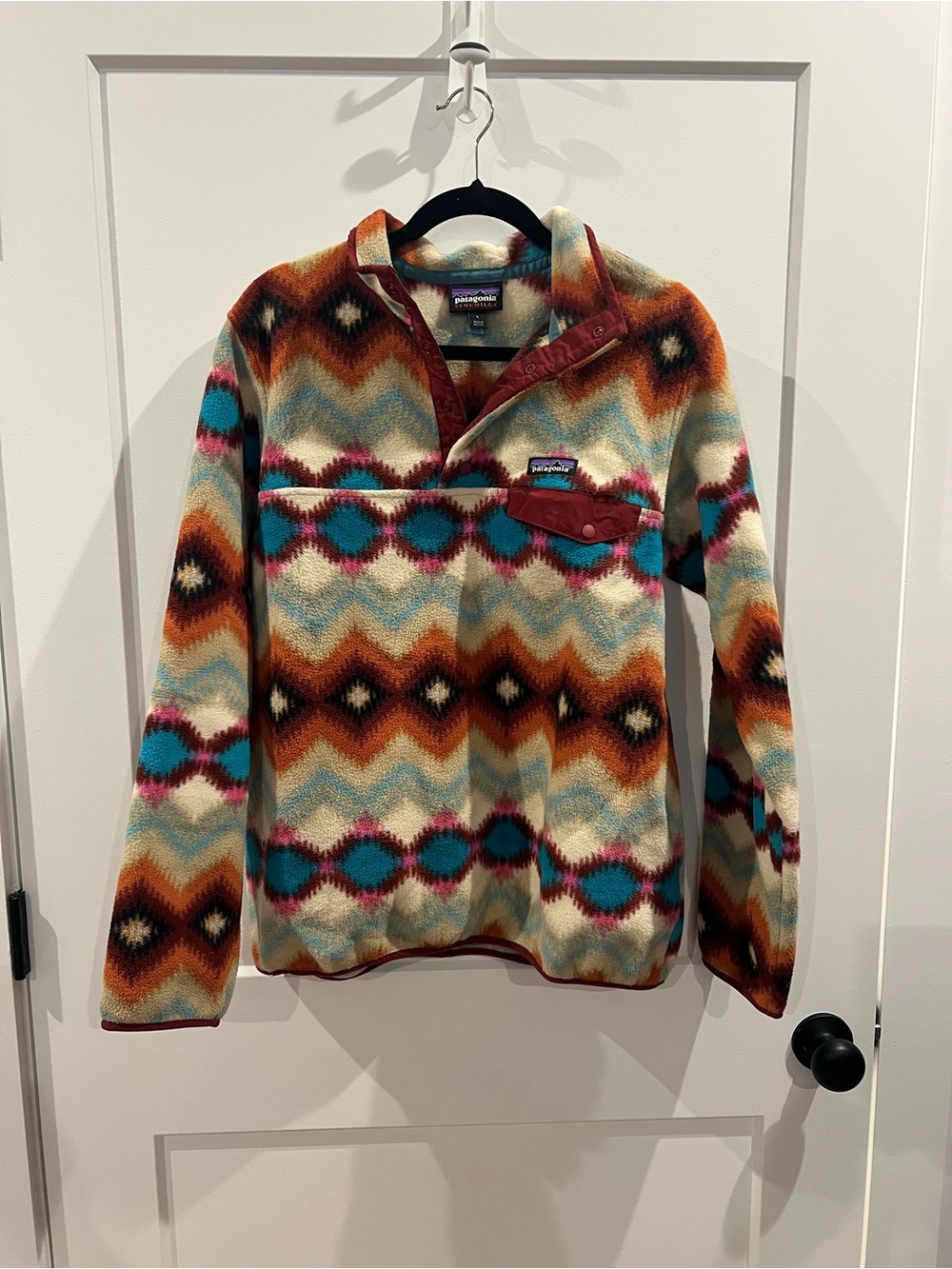 Patagonia Men’s Crewneck Fleece Pullover - Teal, Rust, Cream, Magenta